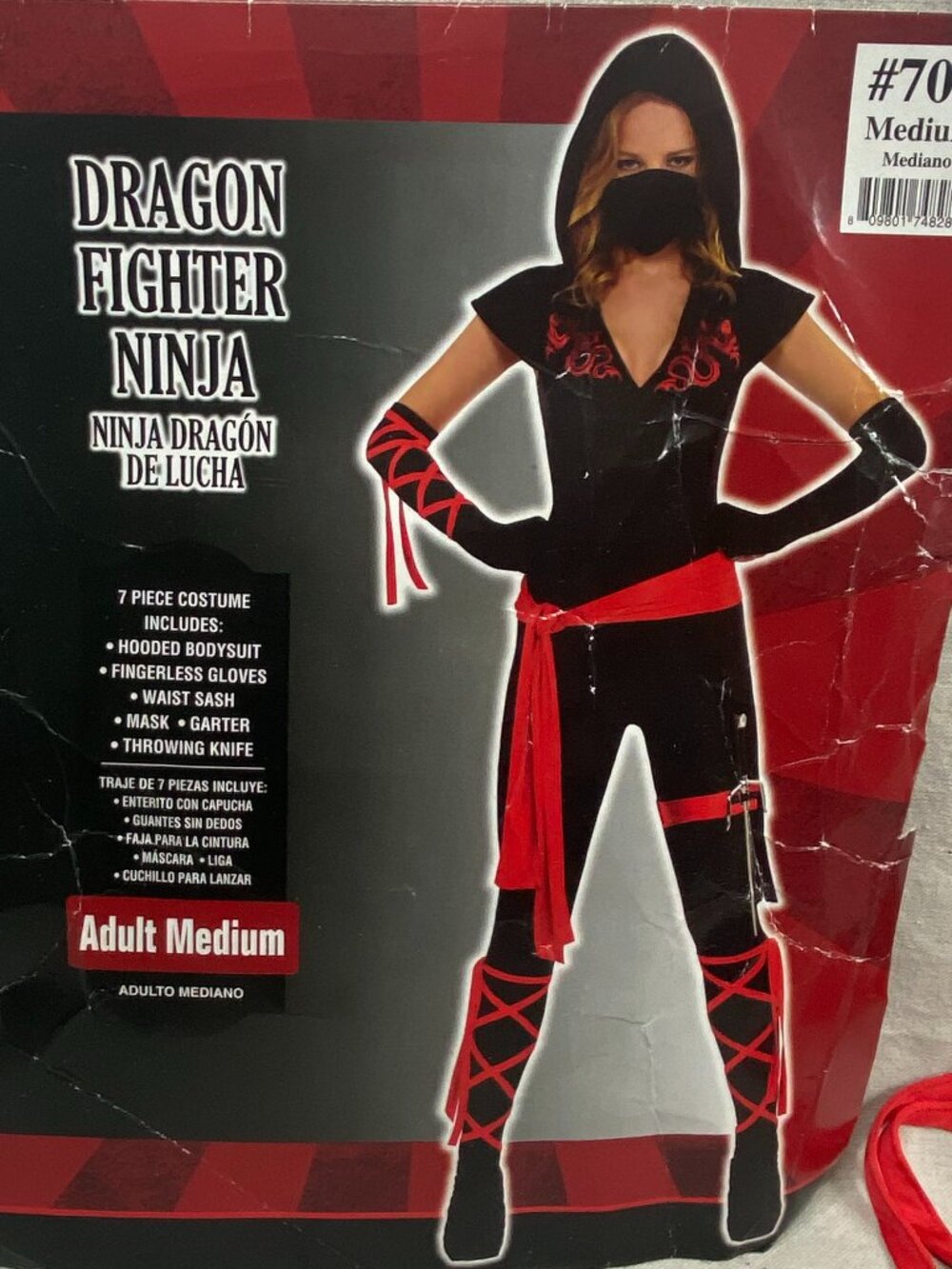 Dragon Fighter Ninja Costume Halloween Adult M 6 - 8 7 pc Cosplay #706 706 NEW